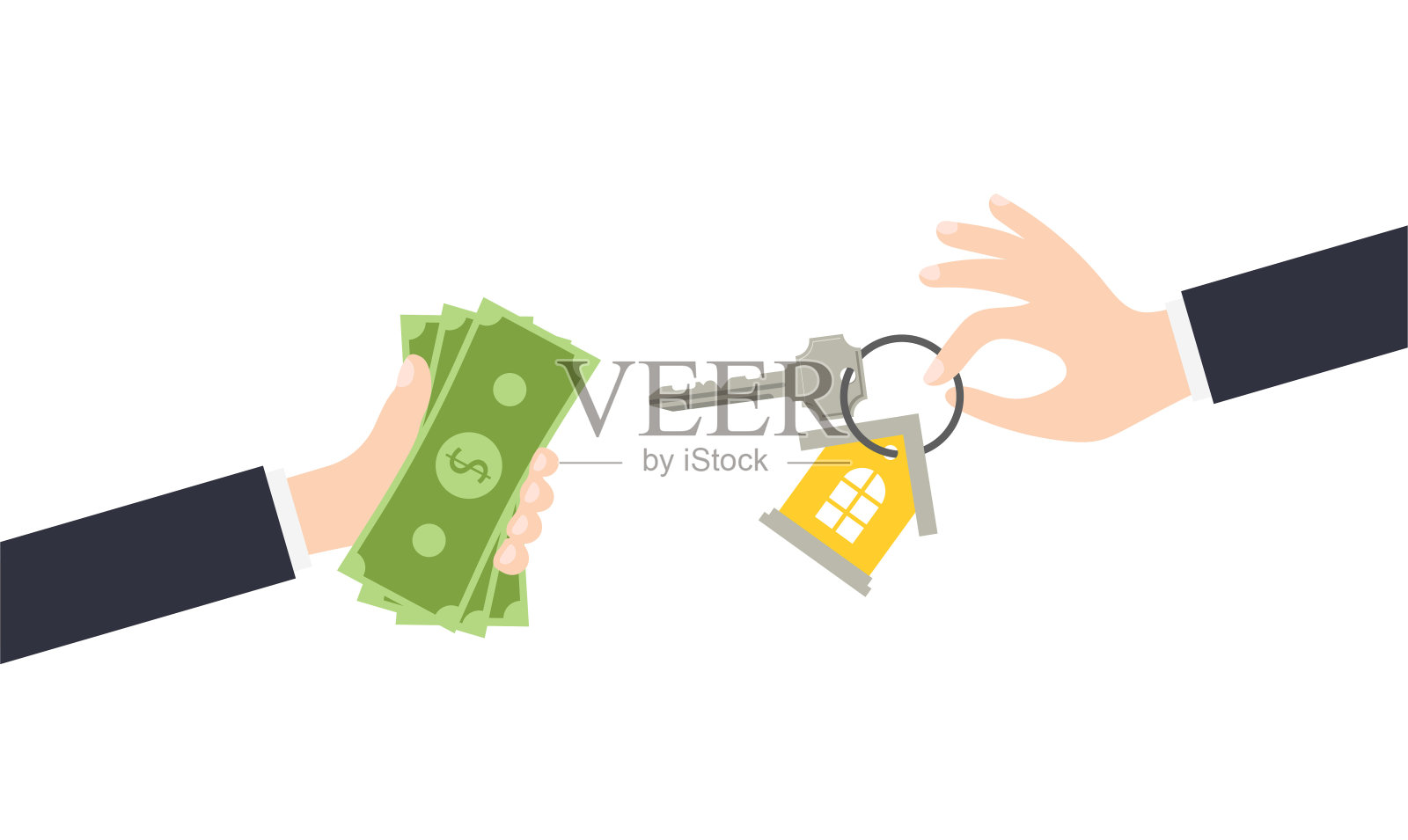 买房、投资的过程。插画图片素材