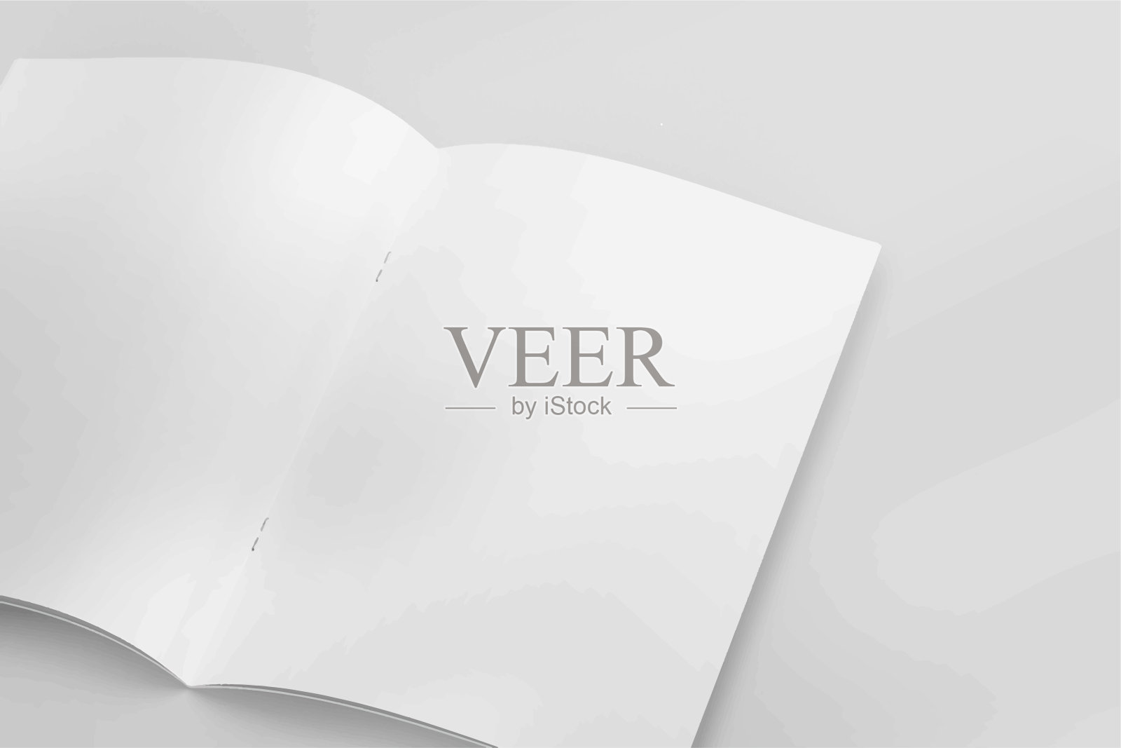 现实的空白A4/A5传单，小册子，半折叠，小册子，传单，书籍演示模板设计。窗户和树叶的阴影叠加，孤立在白色的背景上。3D矢量插图。插画图片素材