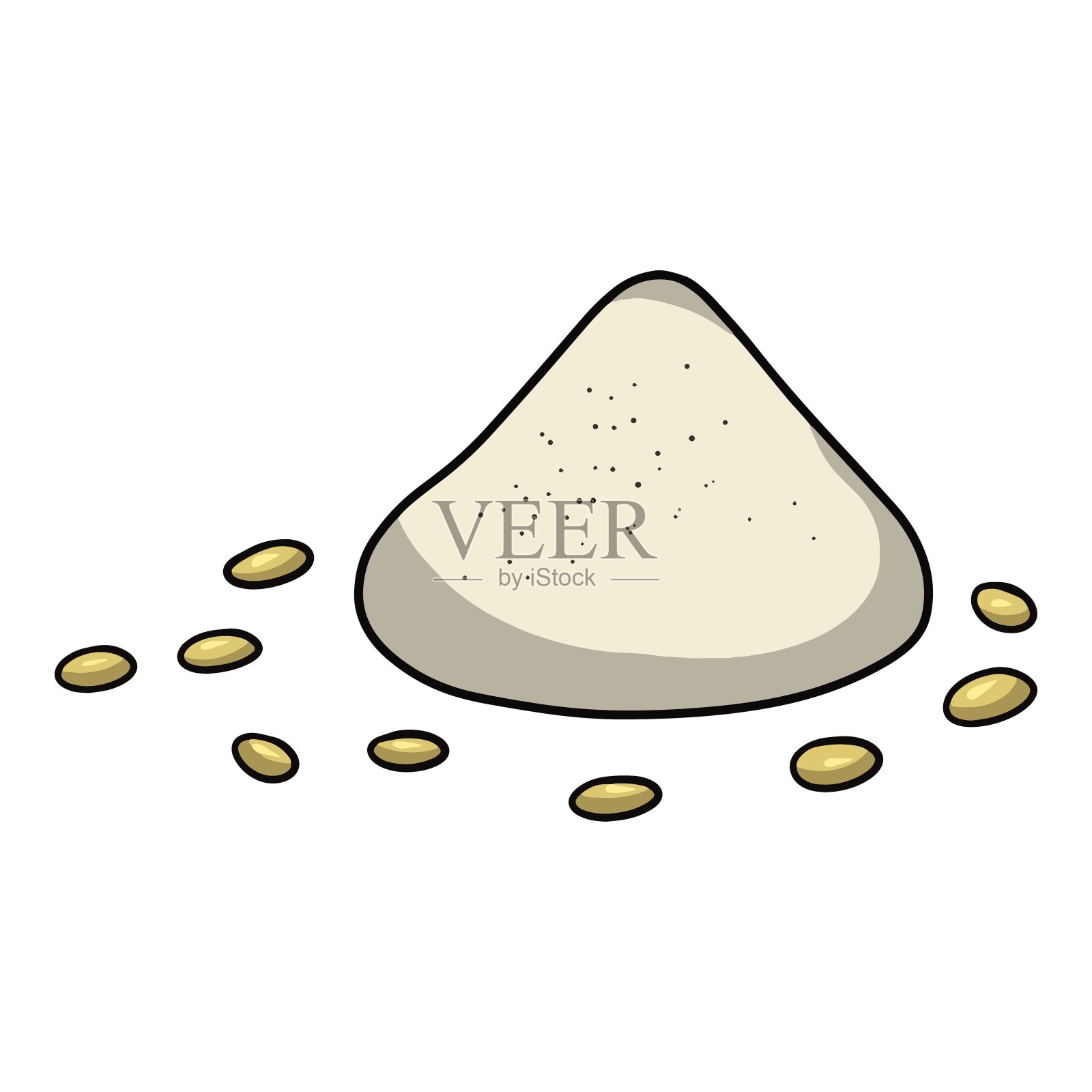 一把面粉与谷物，撒盐，矢量插图的卡通风格插画图片素材