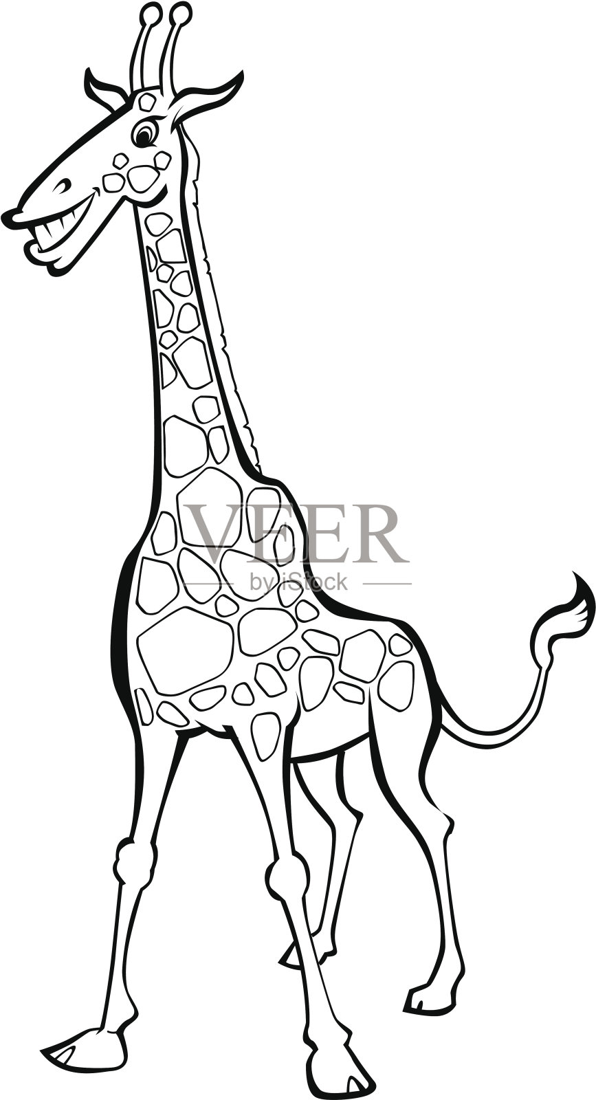 长颈鹿线条图模板设计元素图片