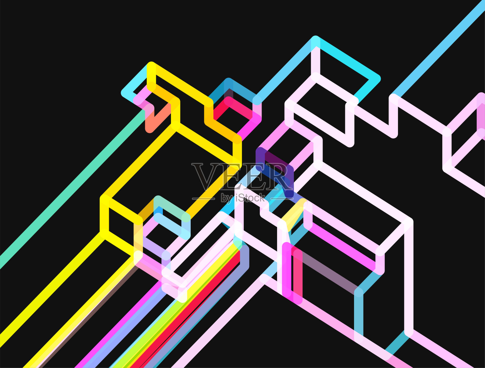 摘要霓虹灯大胆的颜色激光光图案背景插画图片素材