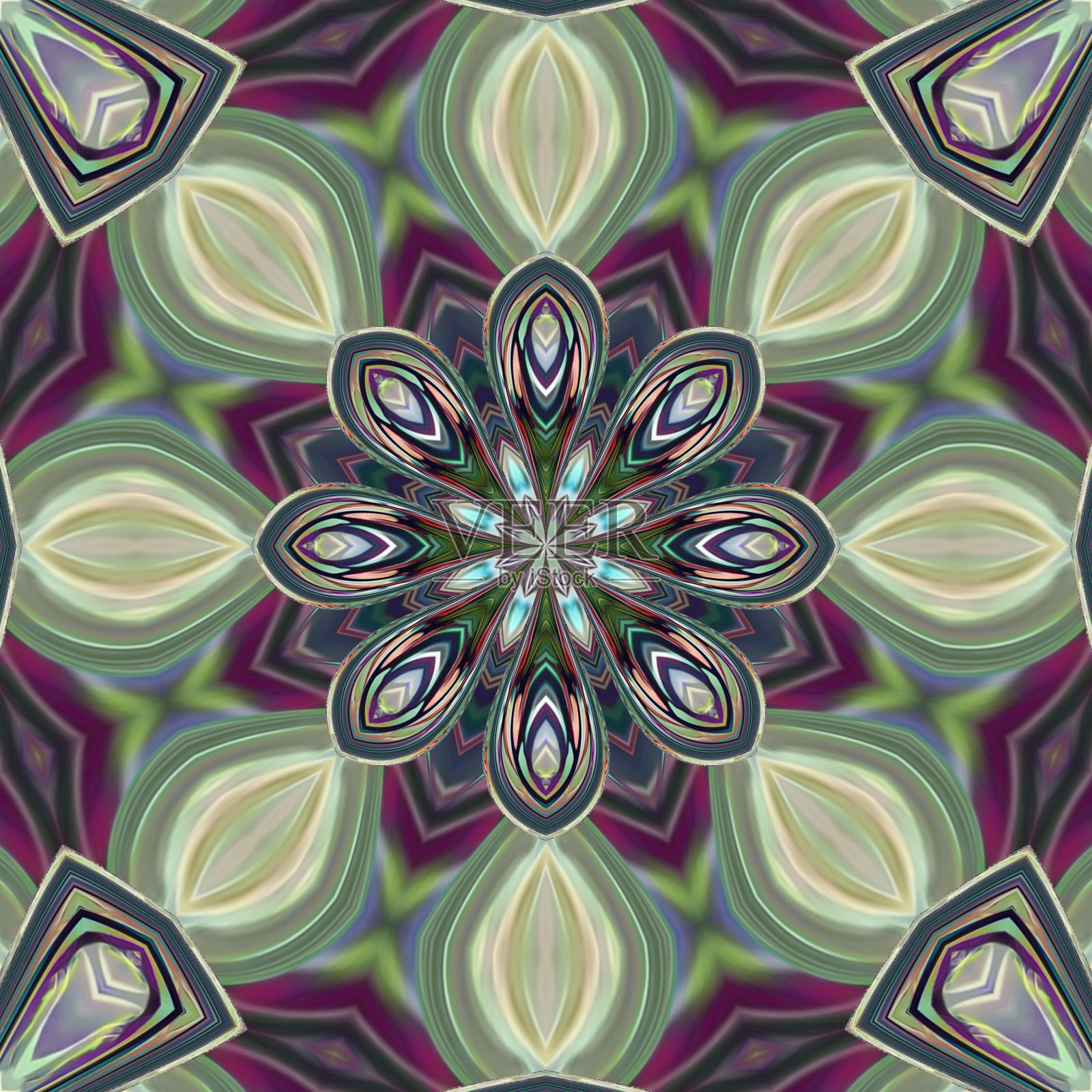 美丽的蟒蛇皮肤图案具有独特的传统蜡染主题。美丽的抽象装饰万花筒图案，无缝图案，螺旋，曼荼罗，几何和极地照片摄影图片