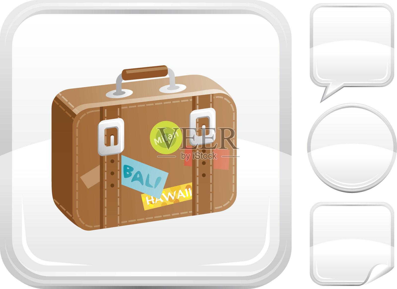 手提箱图标上的银色按钮图标素材