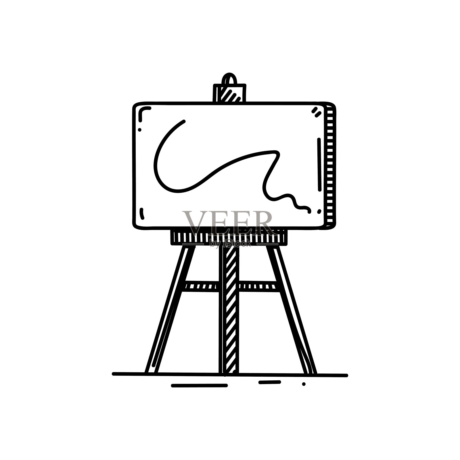 画架线图标，草图设计，像素完美，可编辑笔画。艺术，艺术家，绘画，画布，画笔。插画图片素材