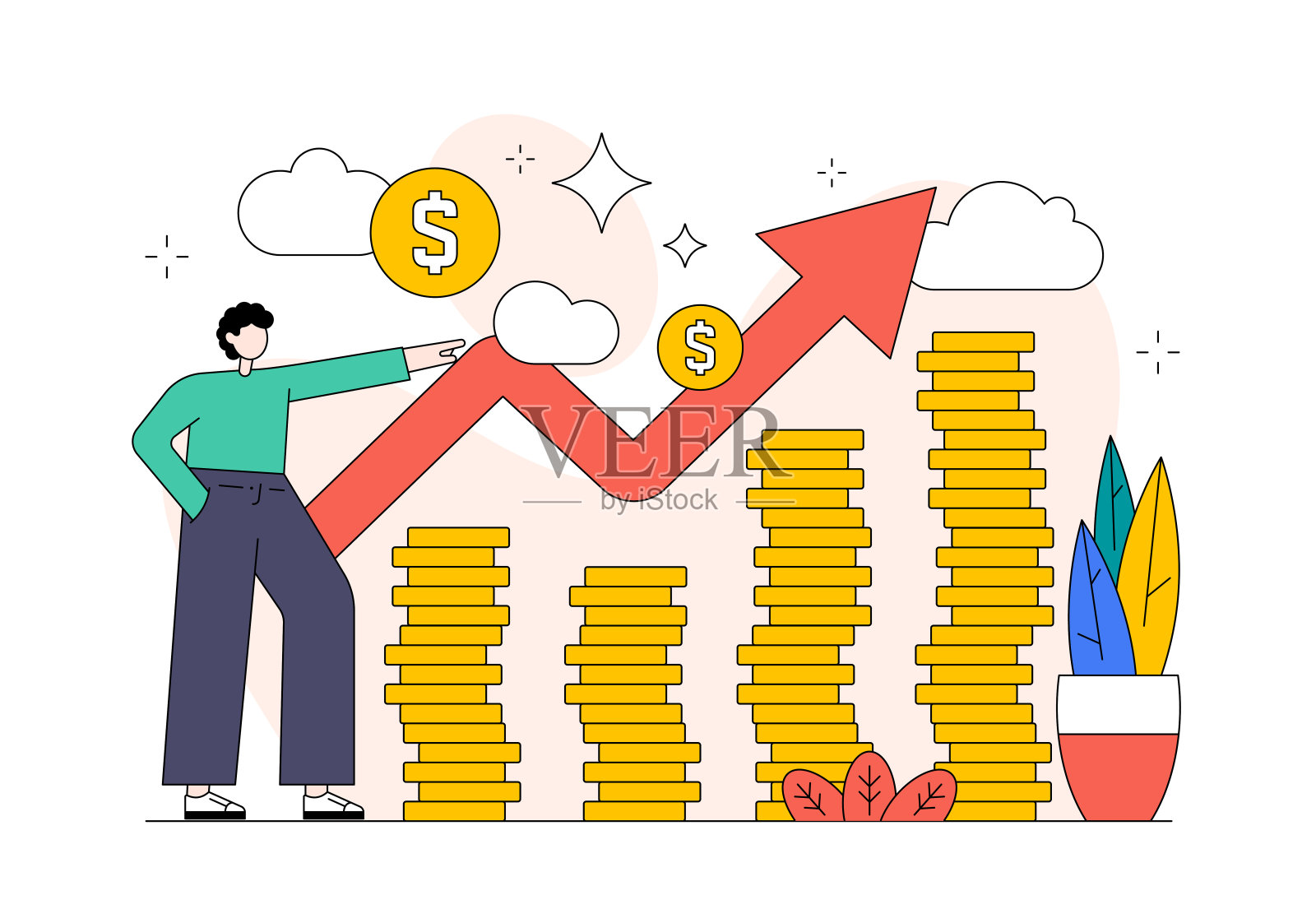 金融增长扁平化设计矢量图插画图片素材