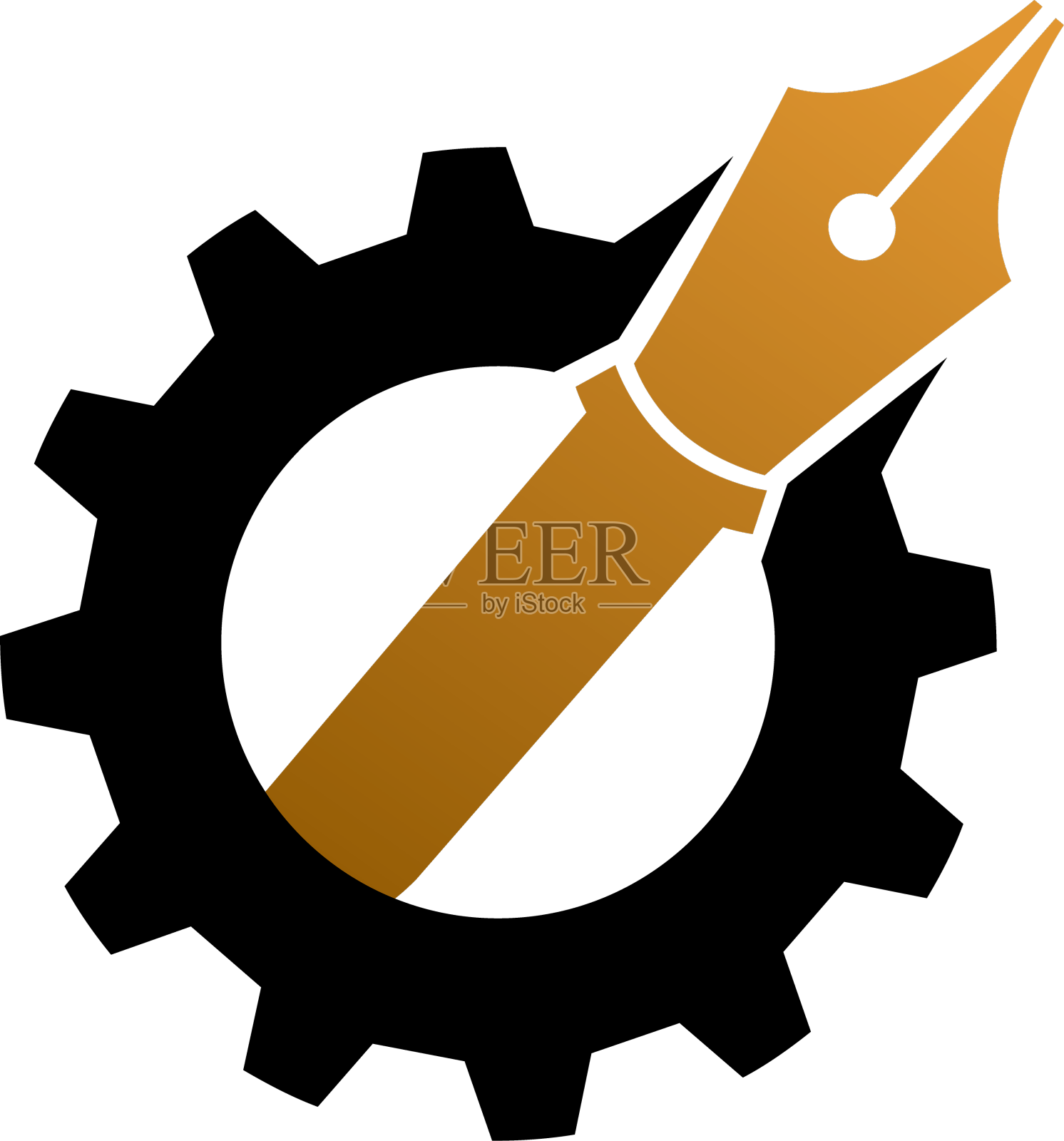 钢笔和齿轮科技标志模板图标符号图标素材