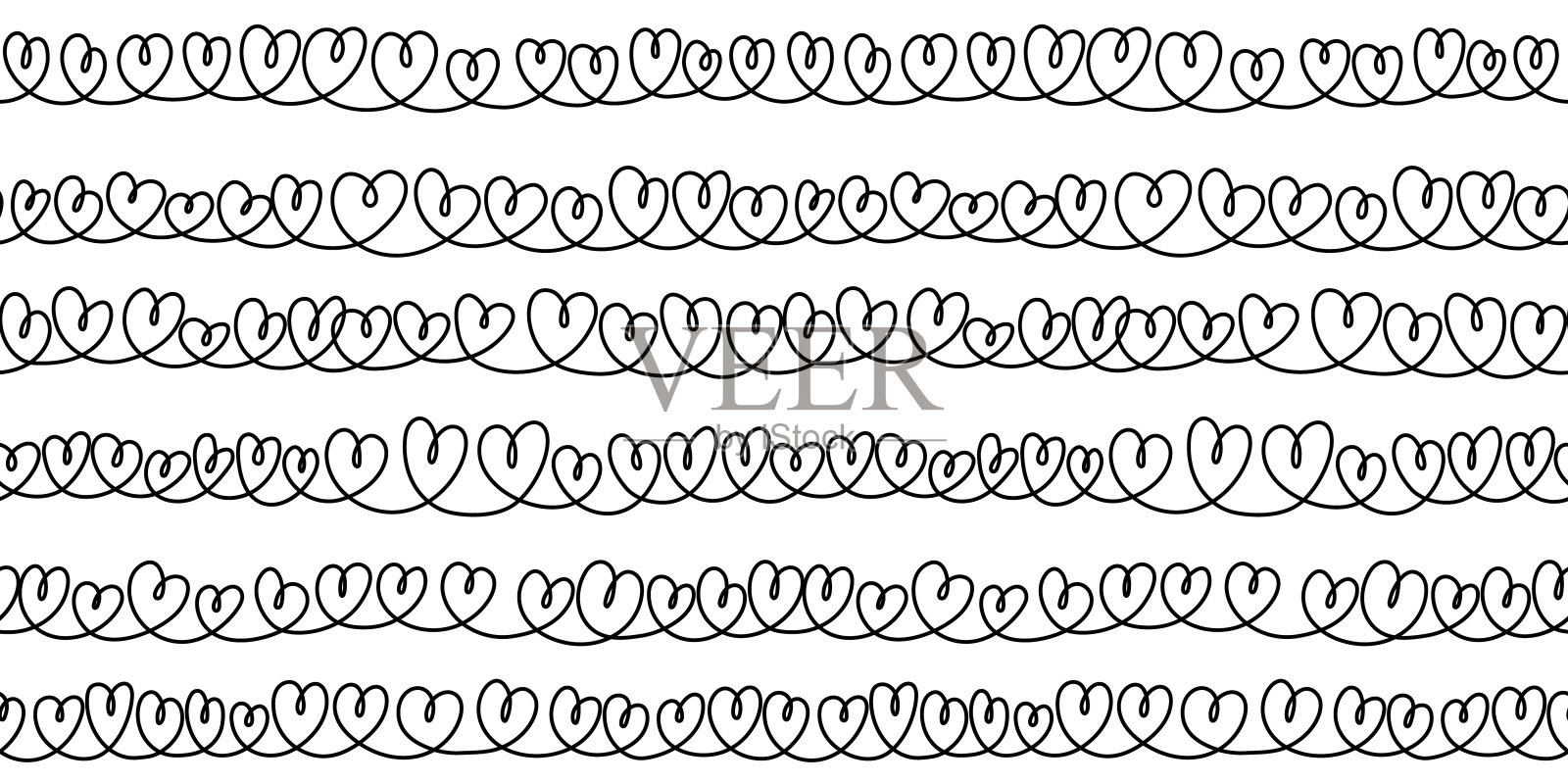 无缝涂鸦心形图案插画图片素材