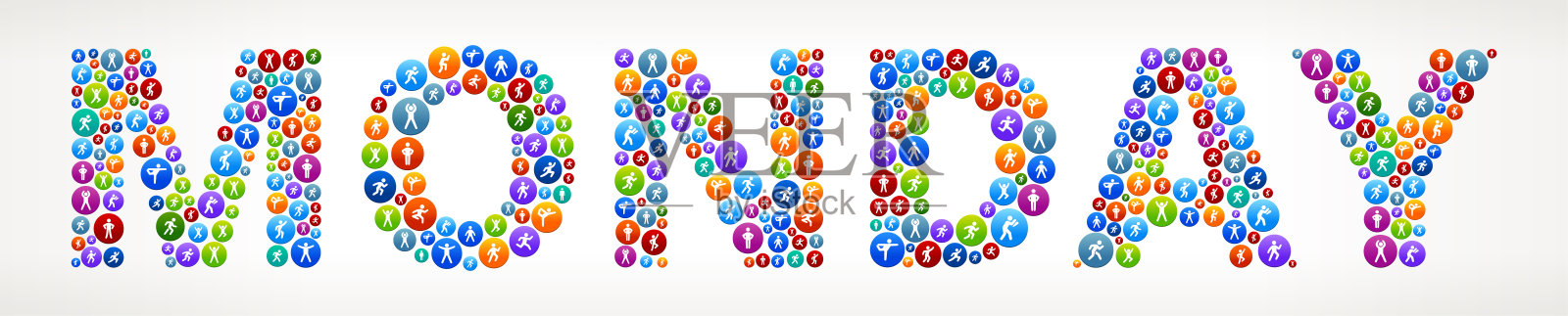 周一积极生活方式健康矢量按钮。插画图片素材