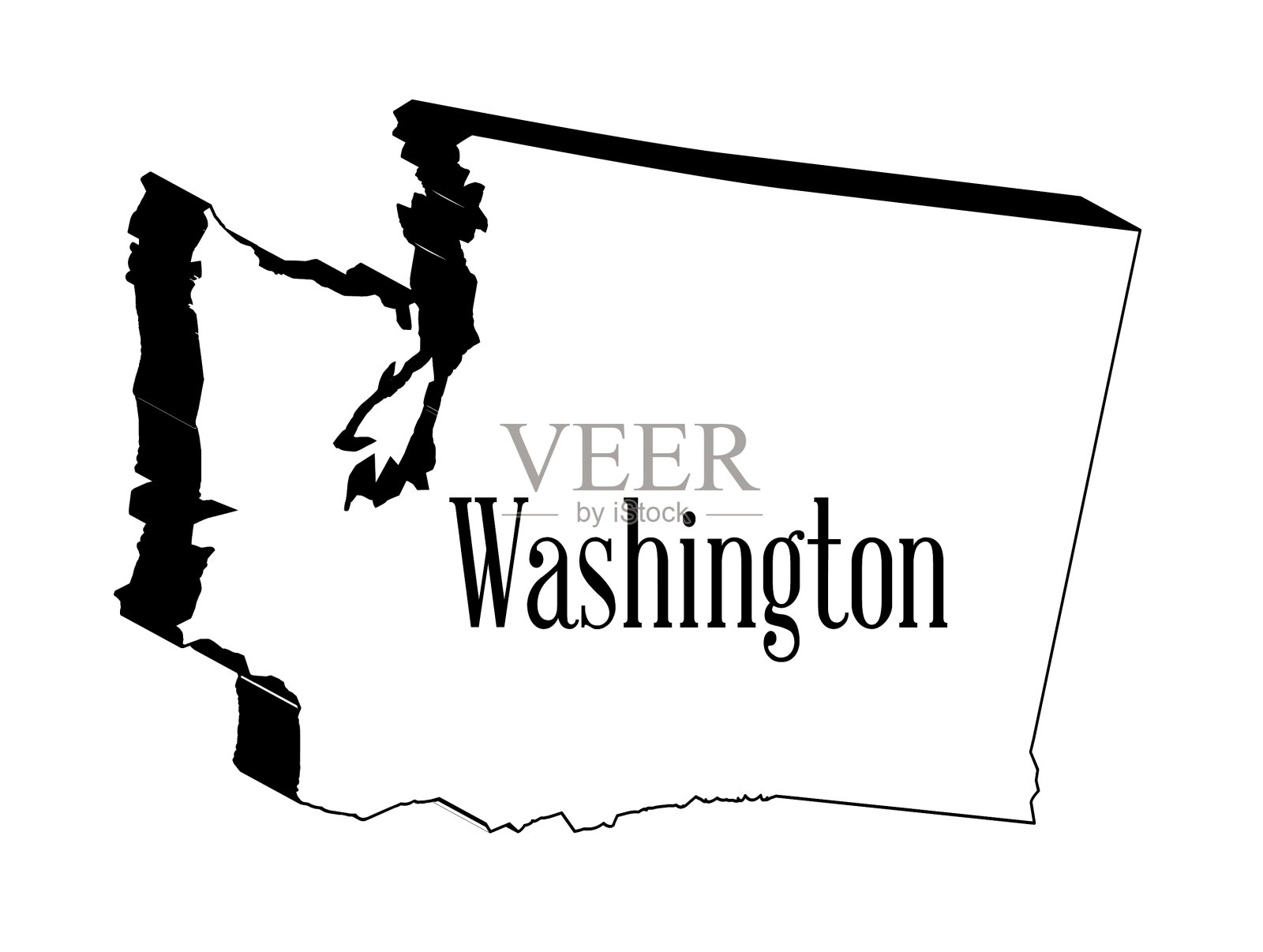 华盛顿州三维轮廓插画图片素材
