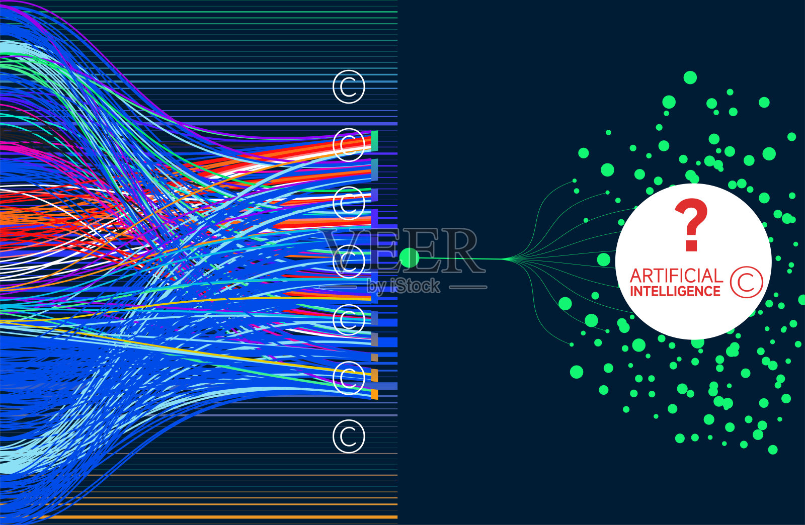 抽象大数据人工智能版权问题概念。未来科技面临的挑战。插画图片素材