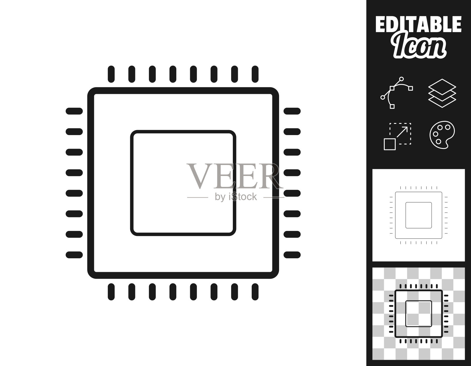 微芯片。图标设计。轻松地编辑插画图片素材