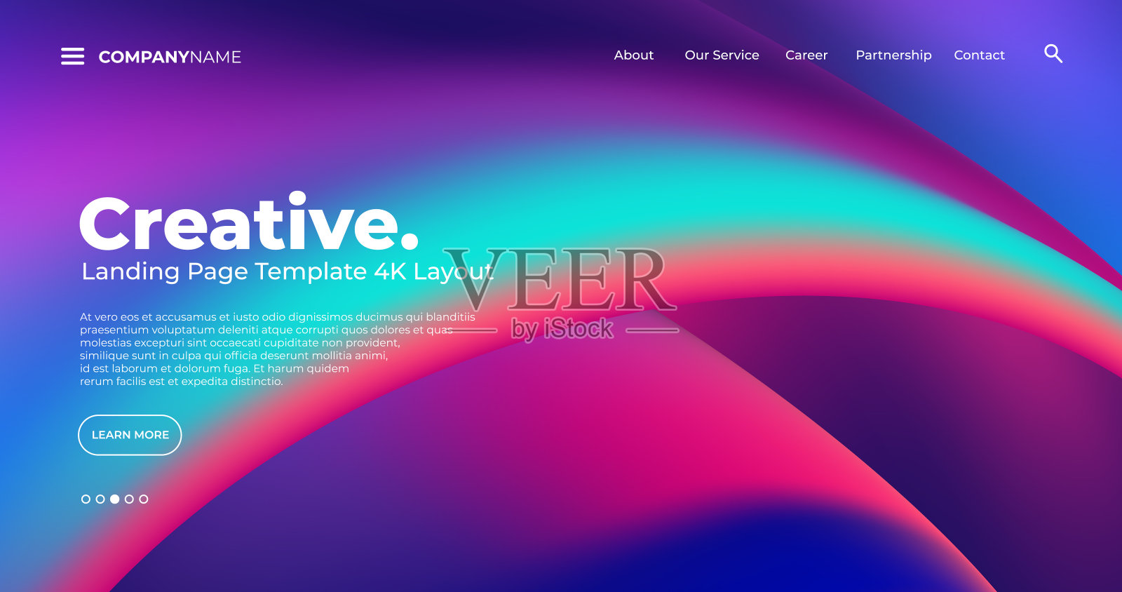 4K登陆页面模板-抽象的动态，现代的，未来的，多色的，简单的网站模板背景插画图片素材