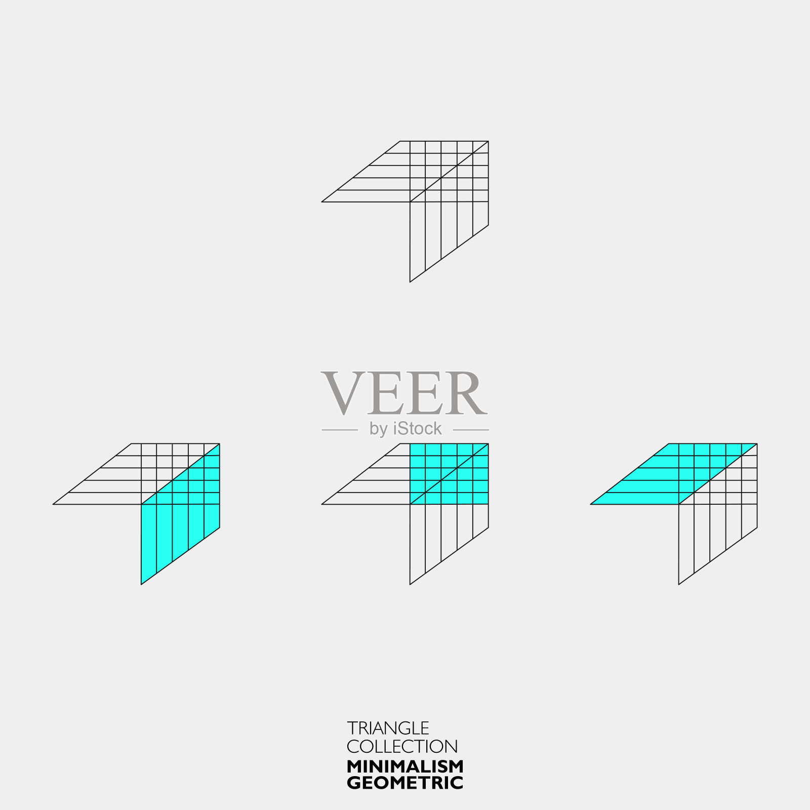一套三维色彩极简几何菱形三角形线条结构图案插画图片素材