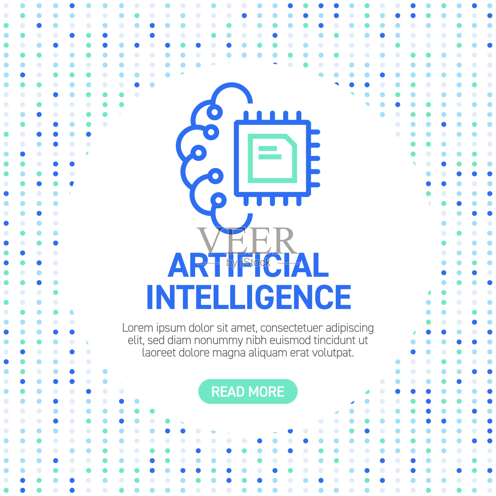 人工智能线图标。简单轮廓符号图标与模式插画图片素材