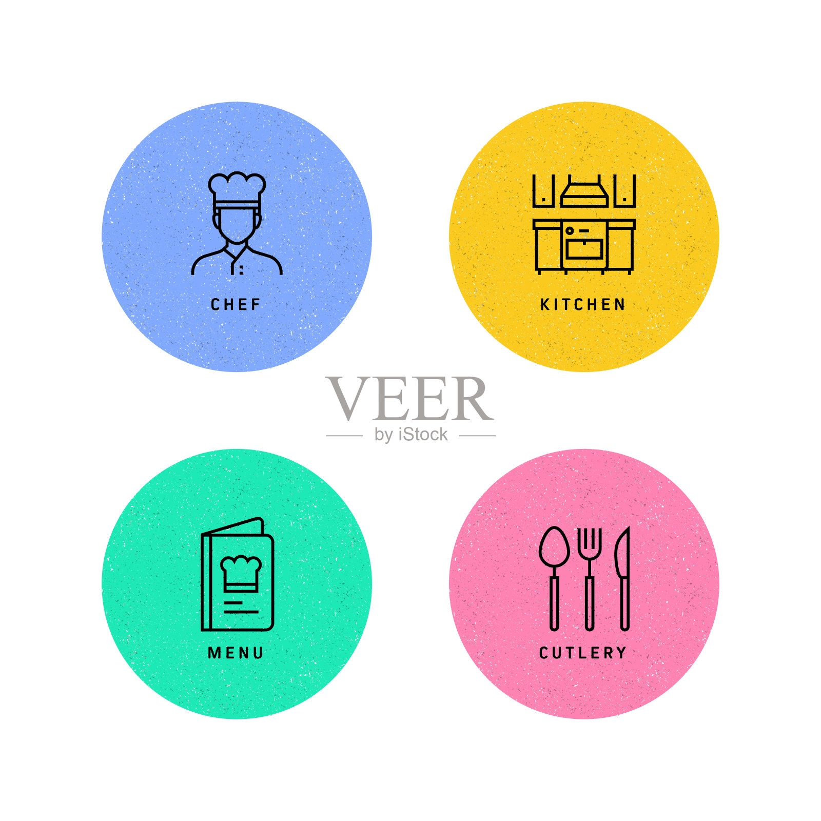 餐厅，食品和饮料相关的线图标。向量符号说明。插画图片素材