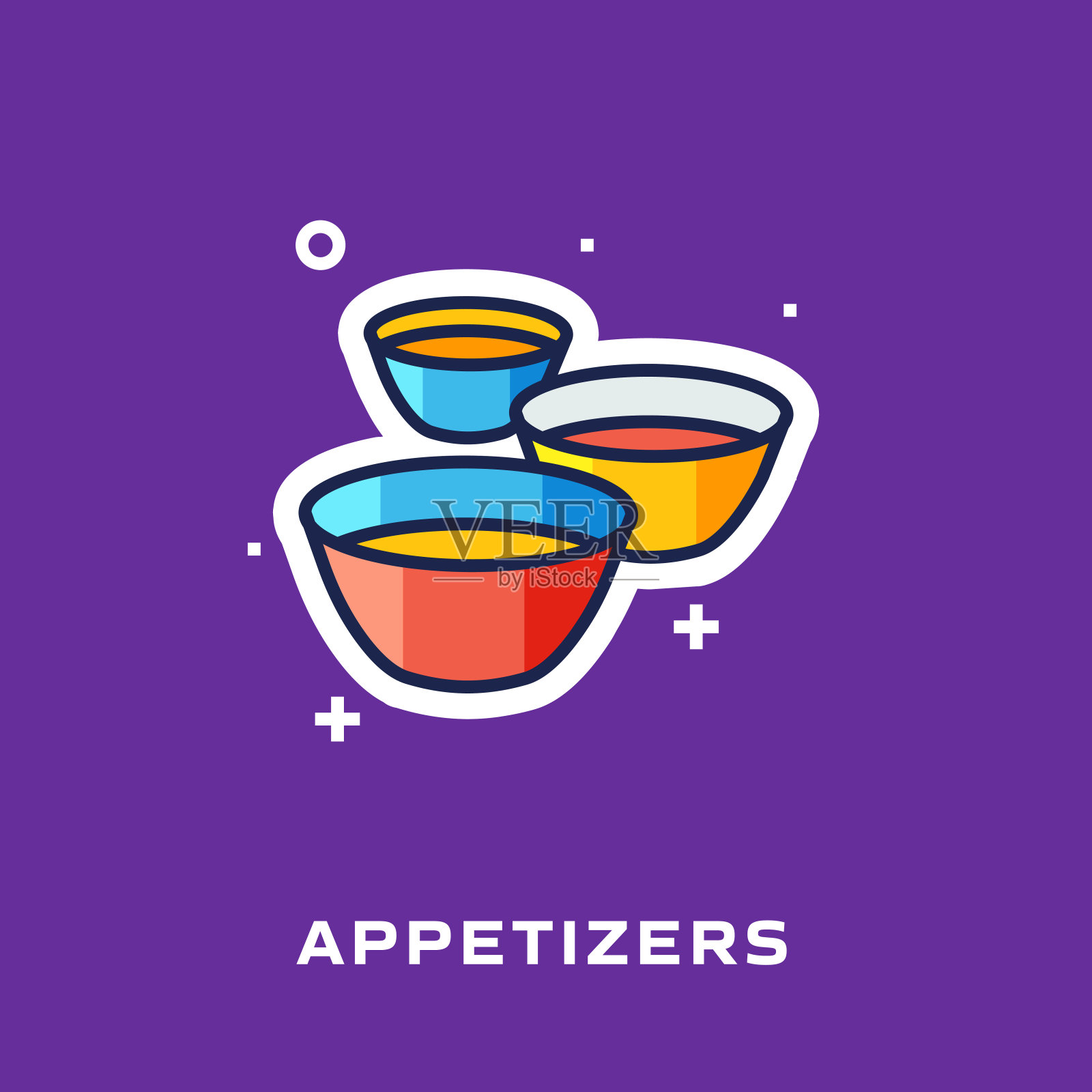 开胃菜平面线图标，轮廓向量符号插图。插画图片素材