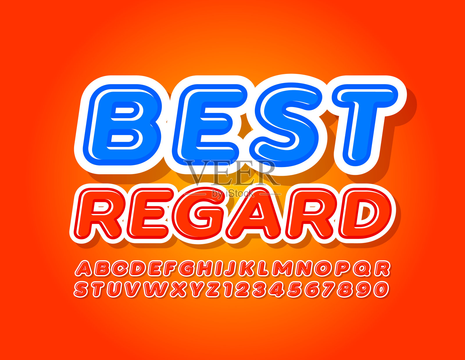 矢量创意模板与明亮的字母和数字最好的关注插画图片素材