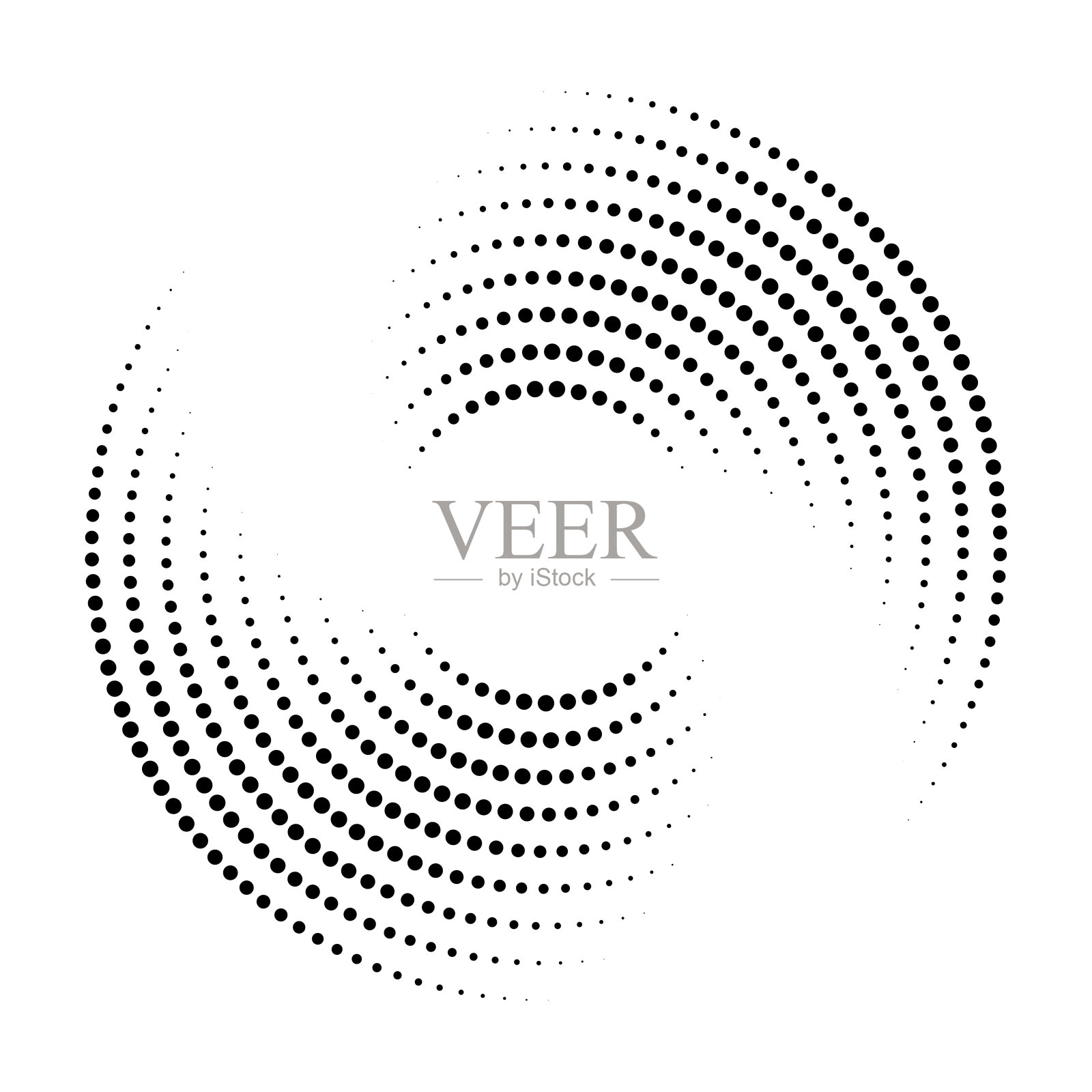 圆点组成的同心圆，随着尺寸的增大而逐渐褪色插画图片素材