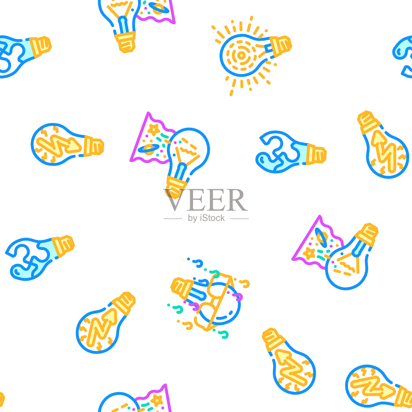 灯泡照明电气附件图标集向量插画图片素材