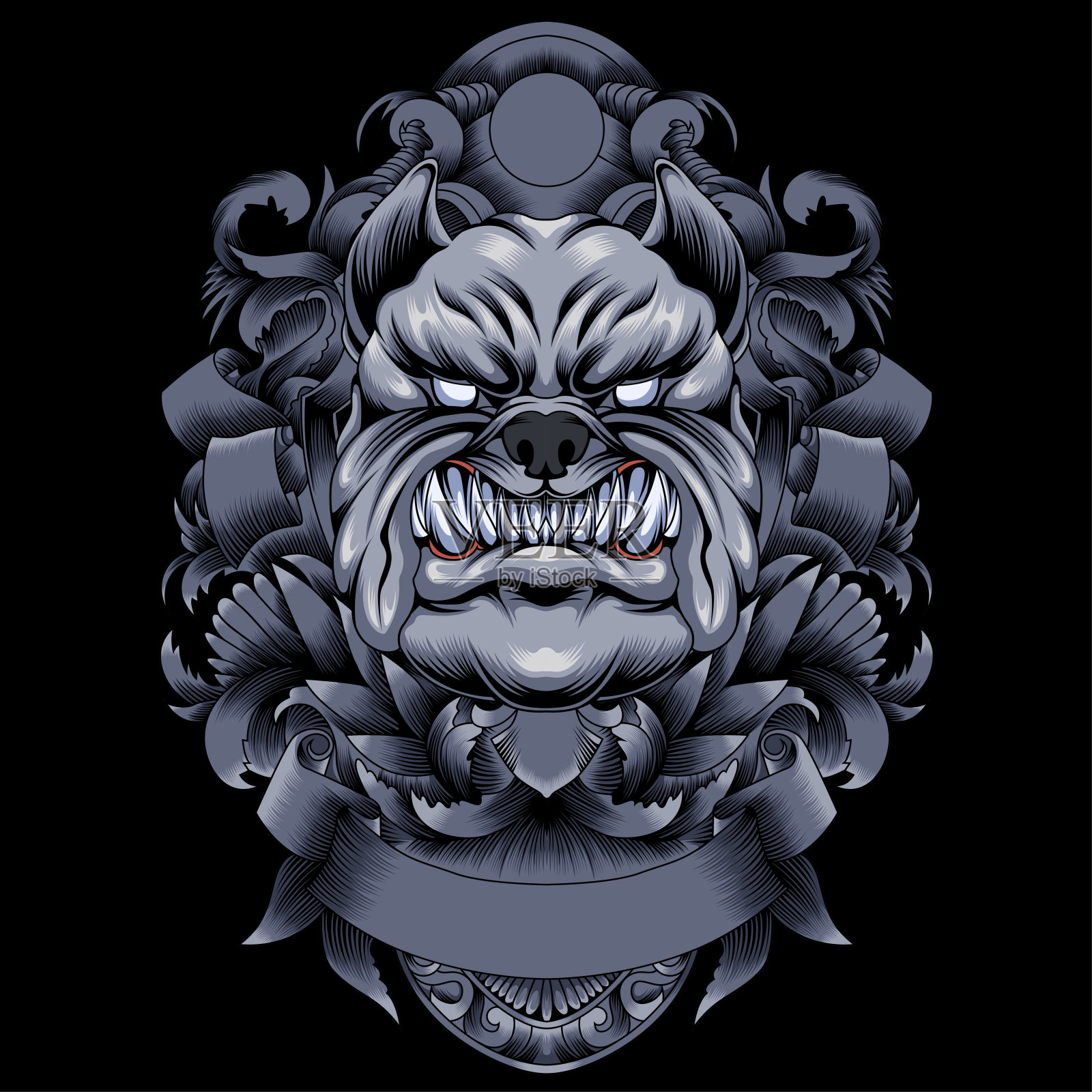 斗牛犬头部矢量插图插画图片素材