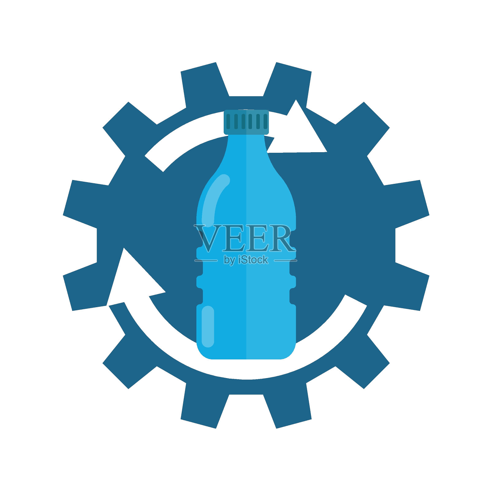 回收瓶图标。带有回收箭头的塑料瓶。零浪费和可持续发展理念。插画图片素材