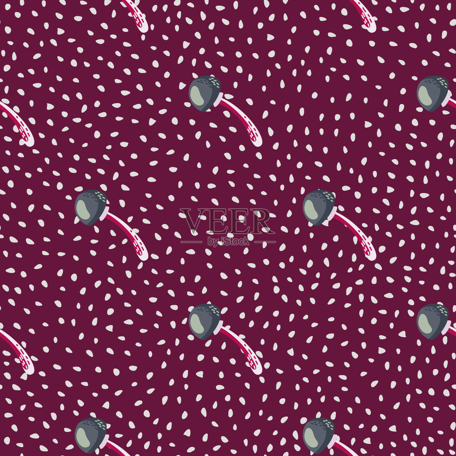 无缝图案与毒菌蘑菇。神奇的木耳壁纸。插画图片素材