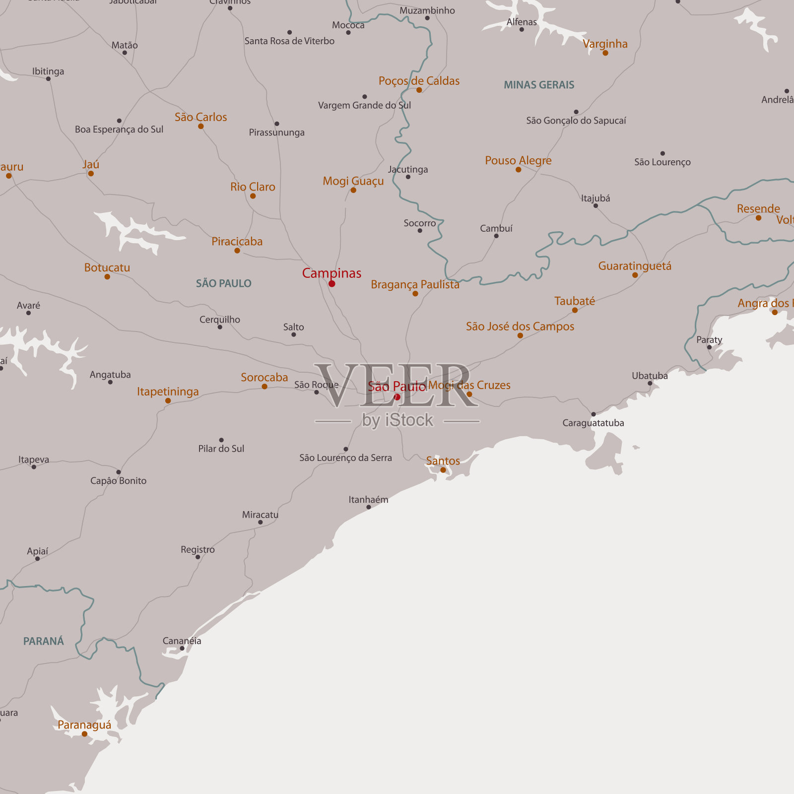 巴西圣保罗地区矢量地图插画图片素材
