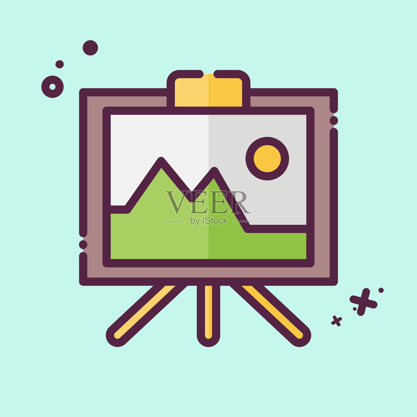 图标绘画。与艺术和媒体符号有关。MBE风格。简单的设计可编辑插画图片素材