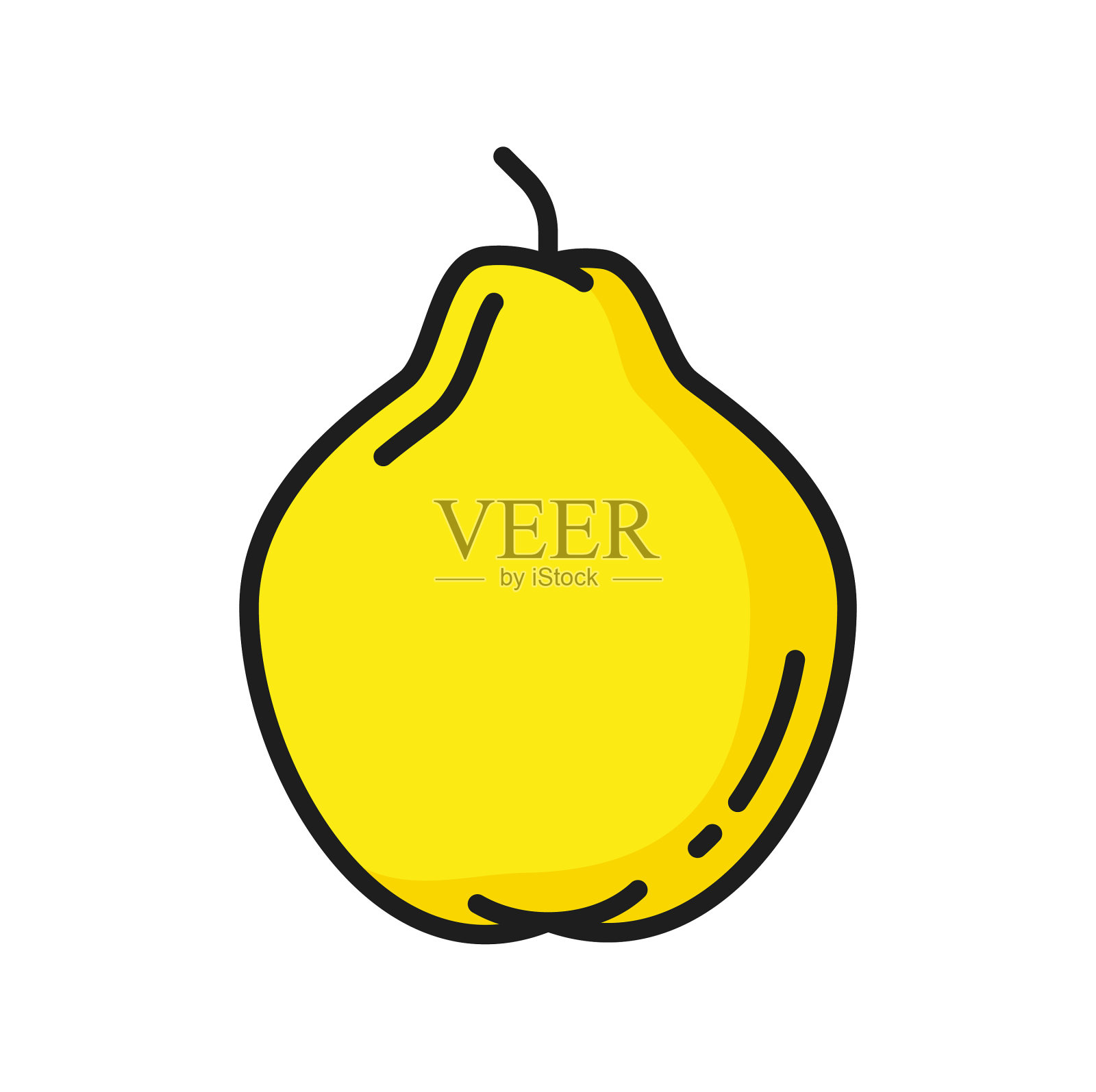 梨或热带番石榴整个水果线图标设计元素图片