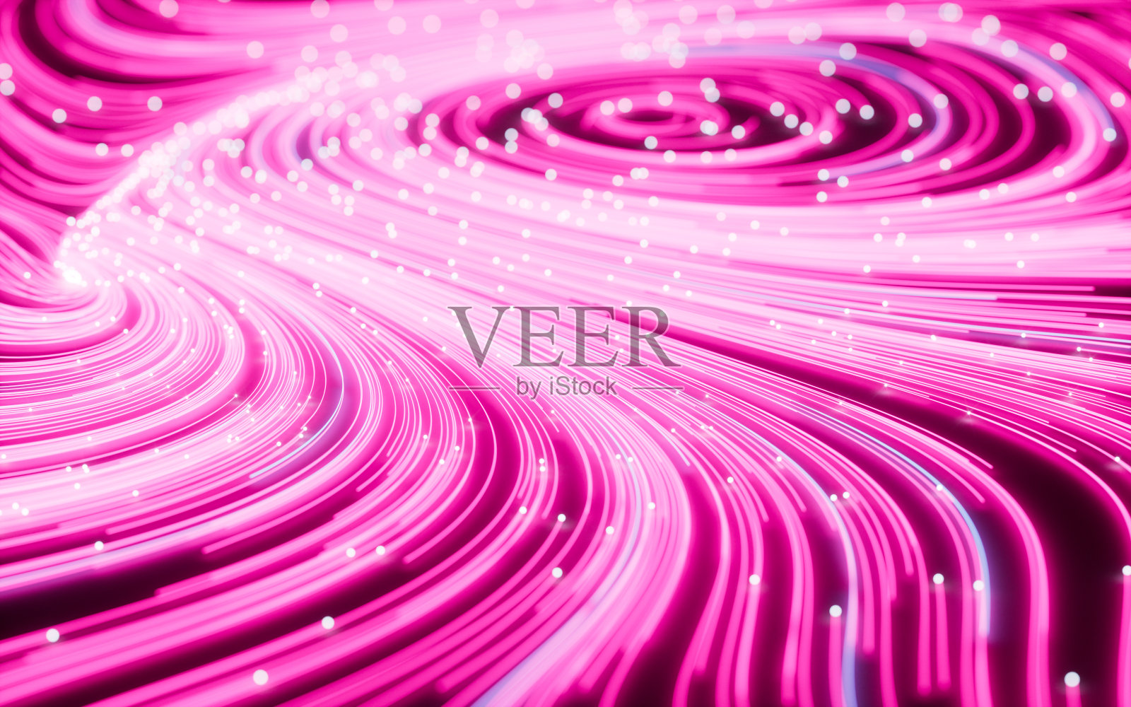 流动的线条和发光的粒子，霓虹线背景，3d渲染。照片摄影图片