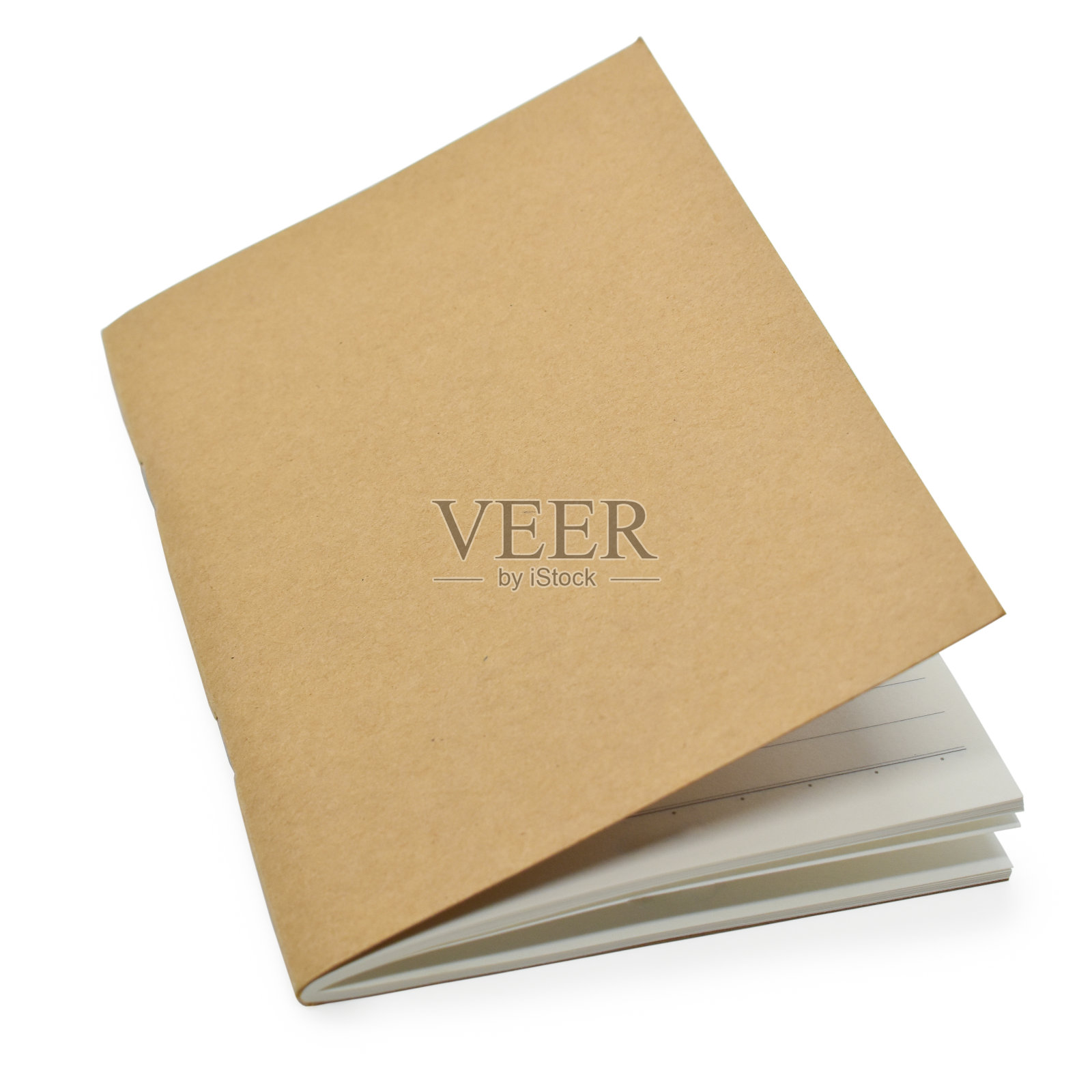 棕色工艺纸封面笔记本孤立在白色背景，办公文具照片摄影图片