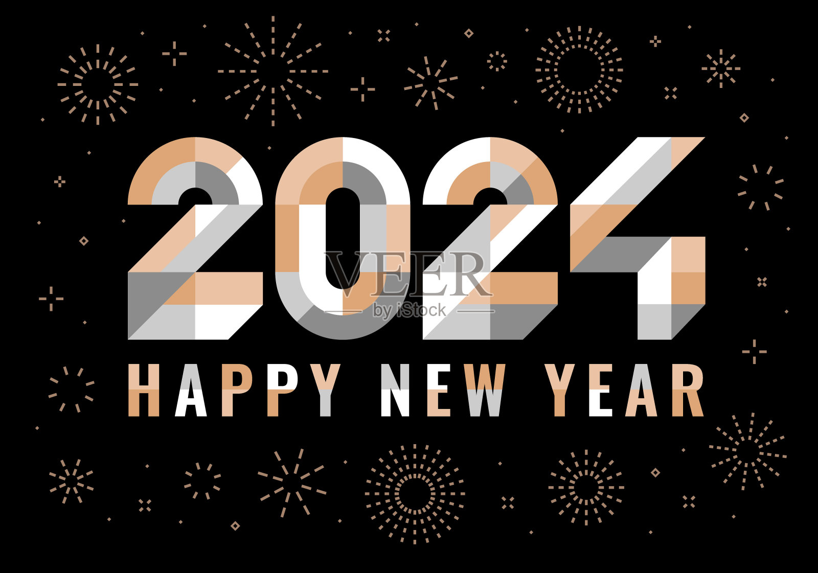 2024年新年快乐插画图片素材