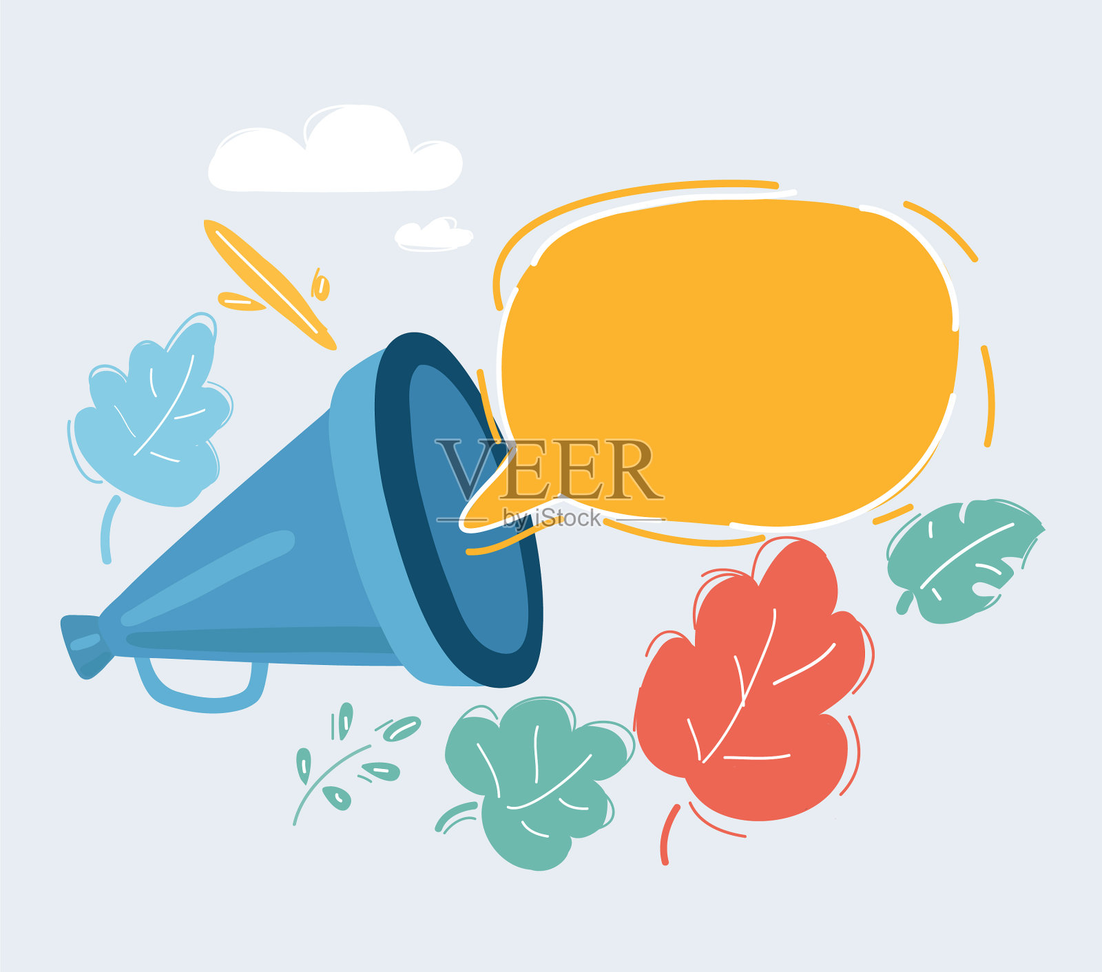 手持带气泡语音的扩音器插画图片素材