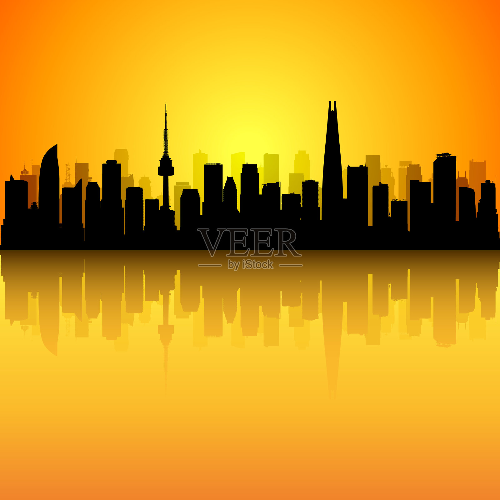 首尔(所有建筑物都是完整的和可移动的)插画图片素材