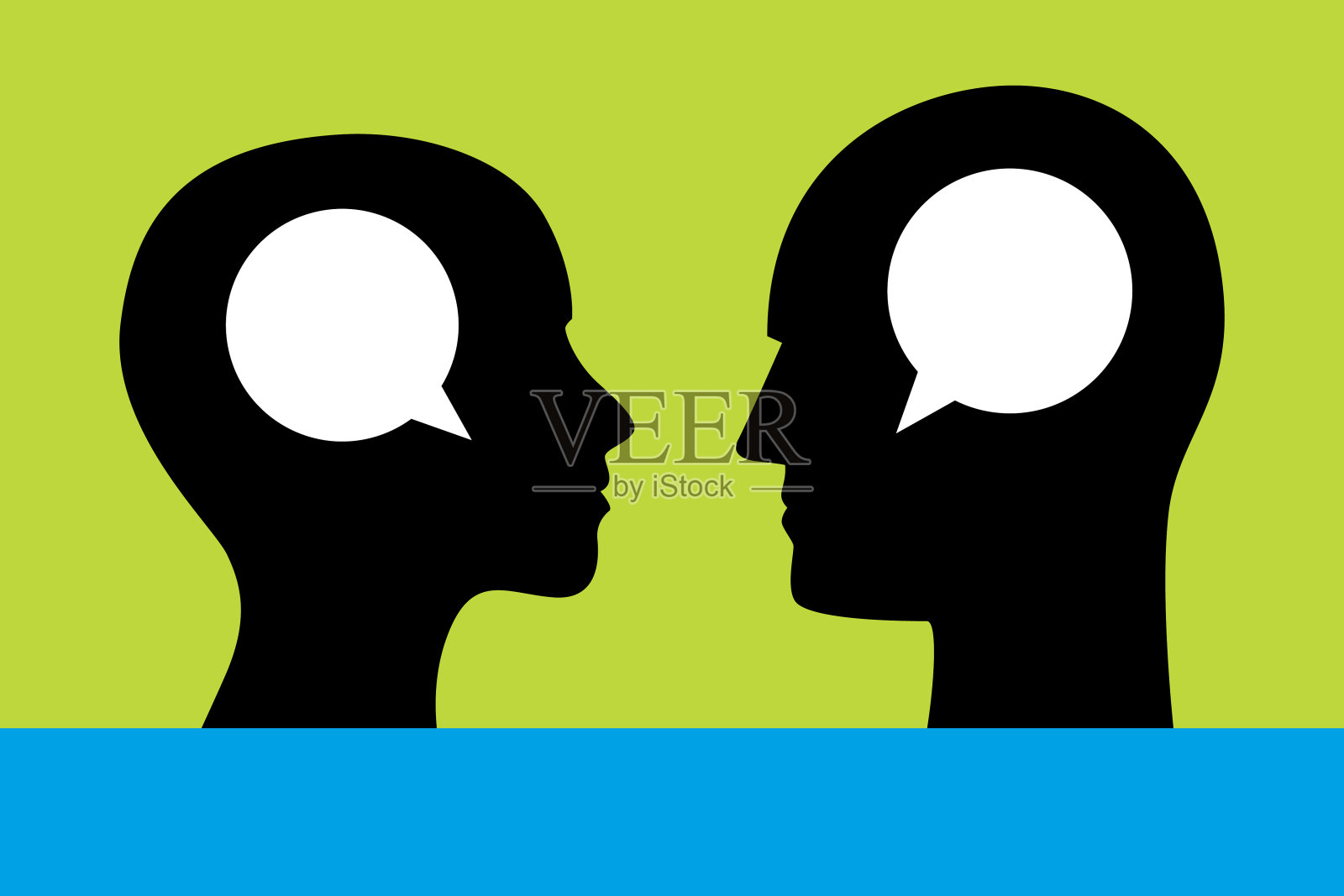 女性和男性的语音泡泡头插画图片素材