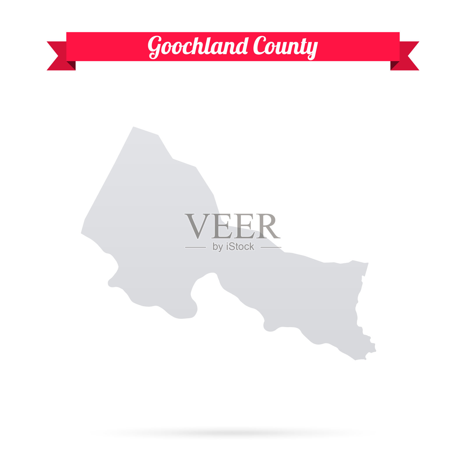 弗吉尼亚州古奇兰县。白底红旗地图插画图片素材