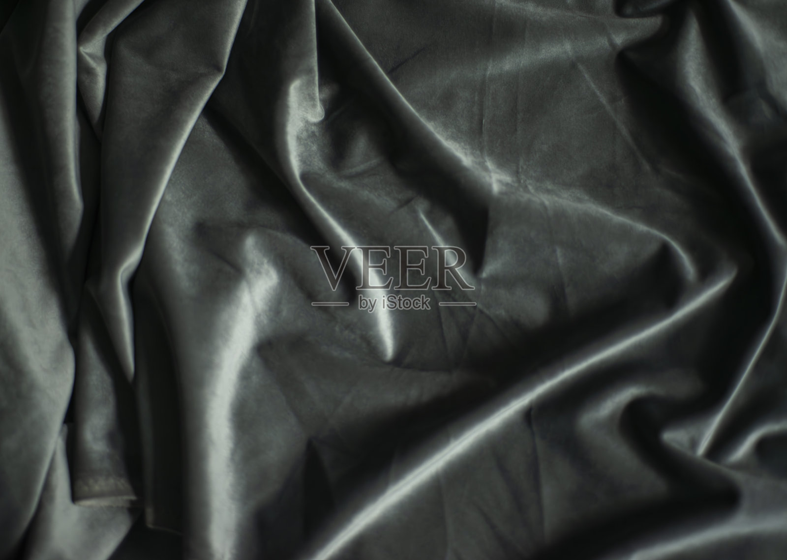 黑色天鹅绒与褶皱，豪华丝绸面料背景照片摄影图片