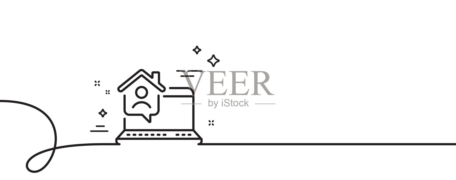 在家工作线图标外包工作标志图标素材