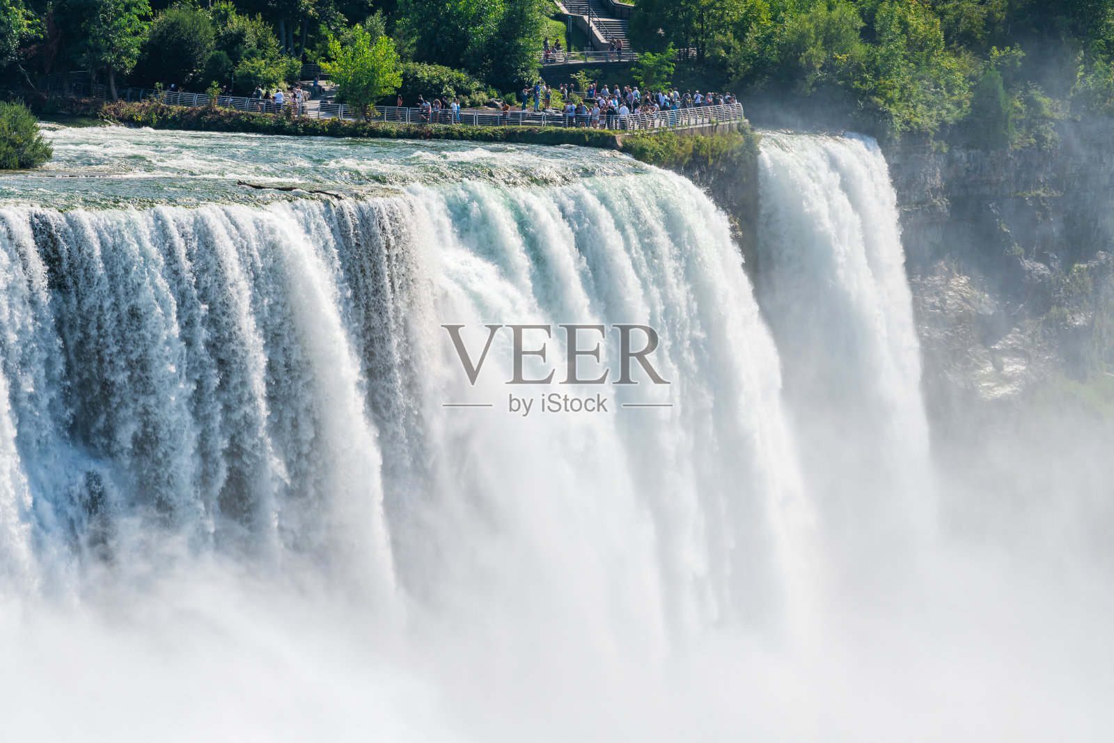 强大的激流上的美国-加拿大瀑布尼亚加拉瀑布。照片摄影图片