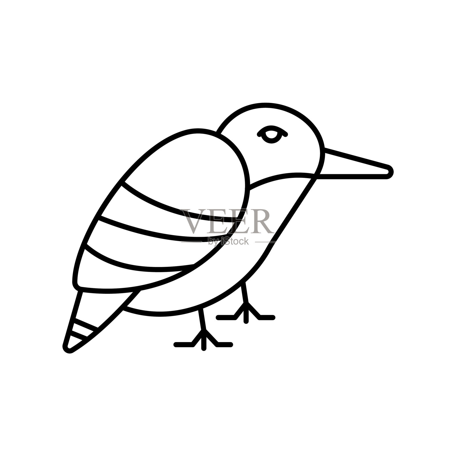 翠鸟矢量图标，可以很容易地修改或编辑插画图片素材