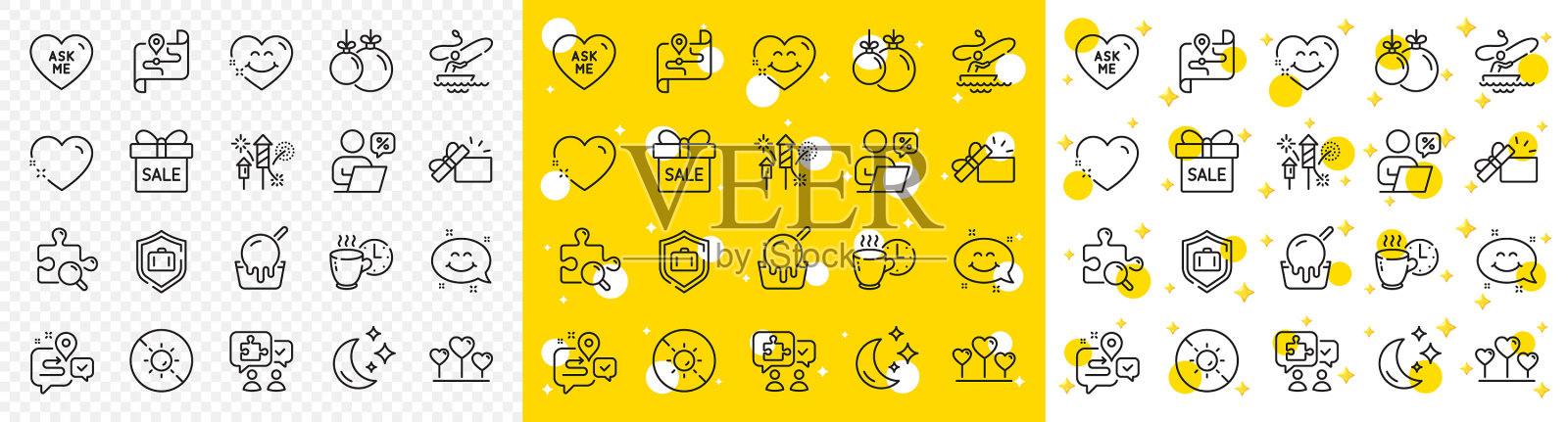 概述在线折扣冰淇淋和地图线图标素材