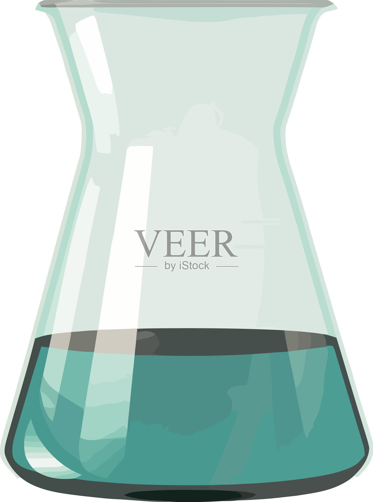 透明烧杯装蓝色液体设计元素图片