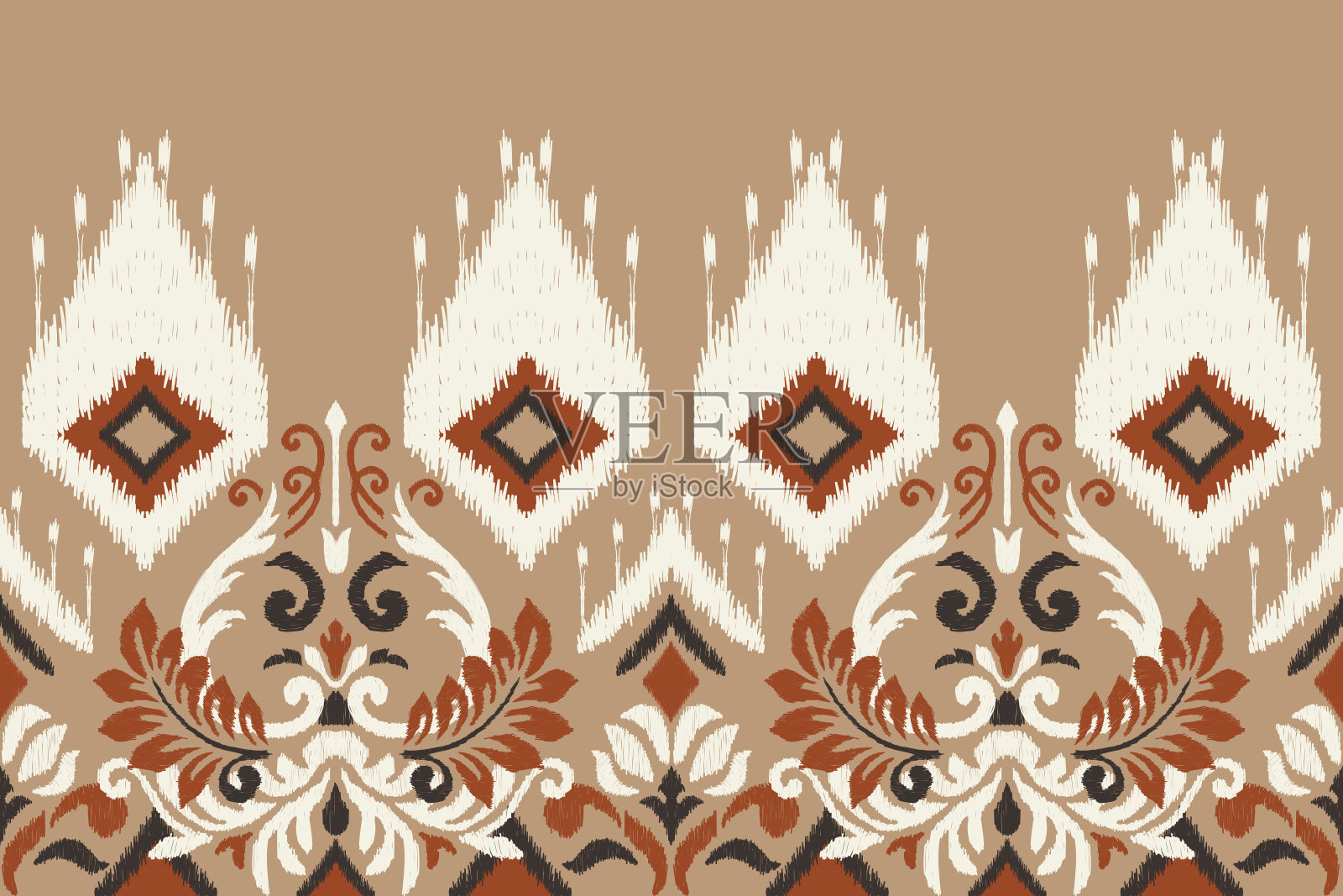 印度伊卡特传统的佩斯利花图案插画图片素材