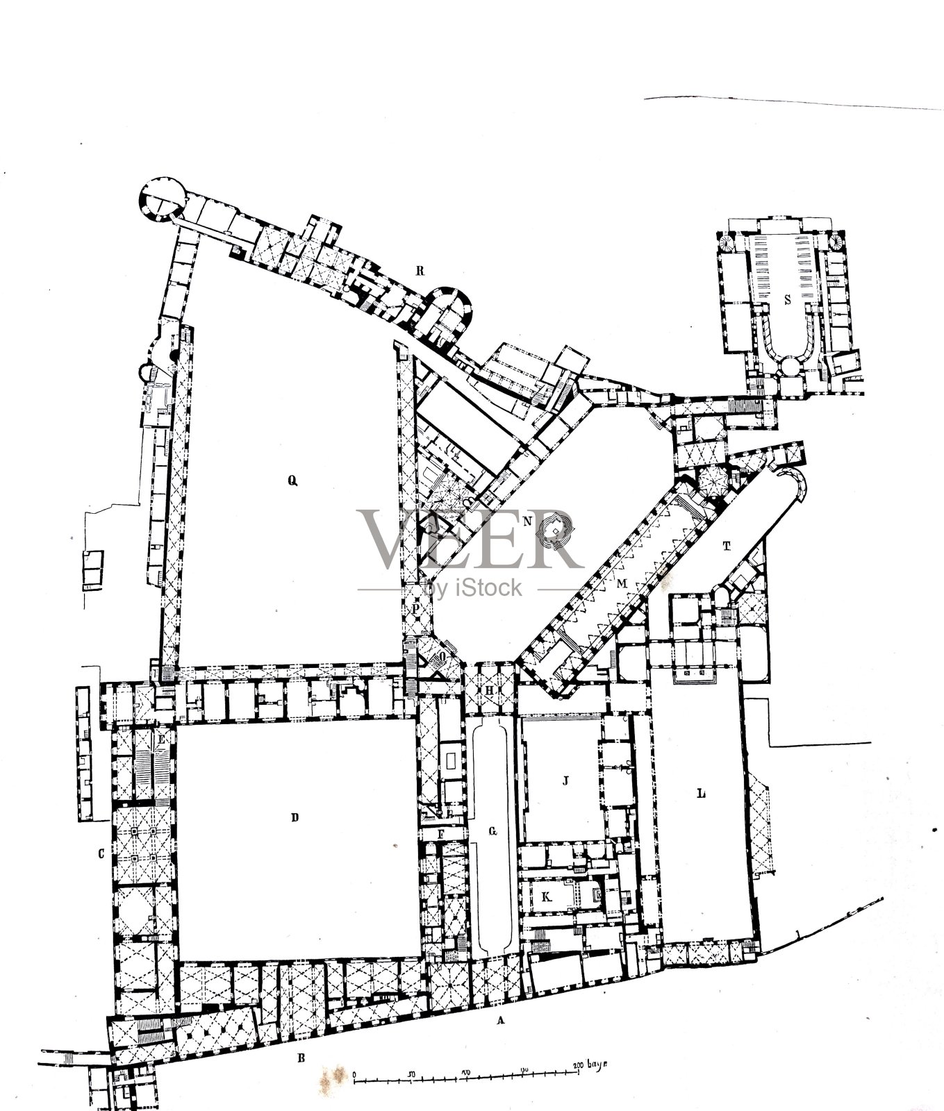 德国文艺复兴时期:慕尼黑住宅平面图插画图片素材