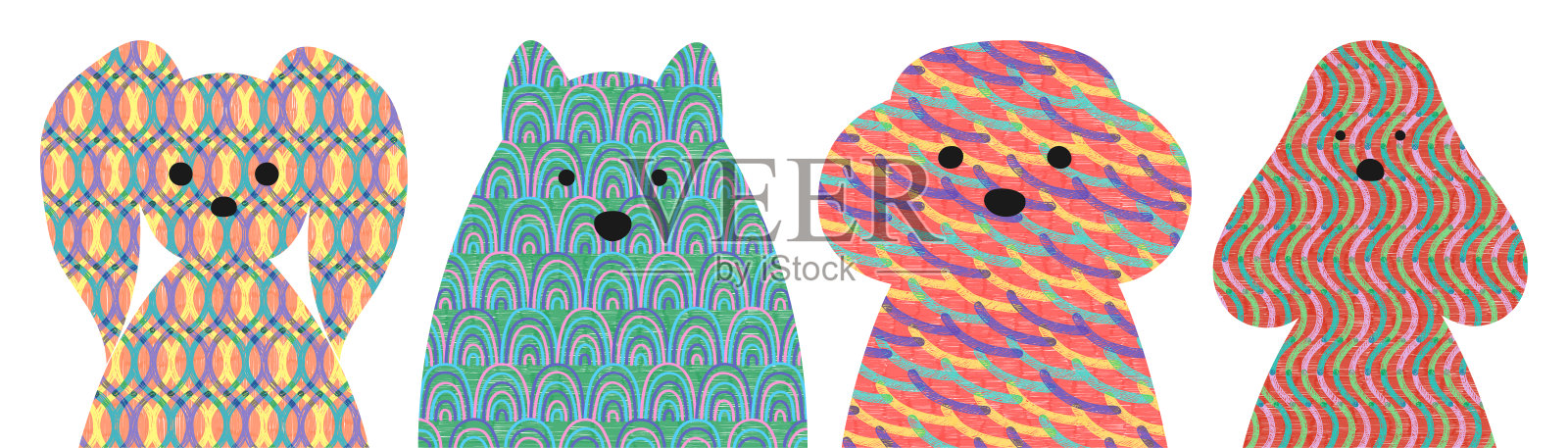 宠物肖像插画图片素材