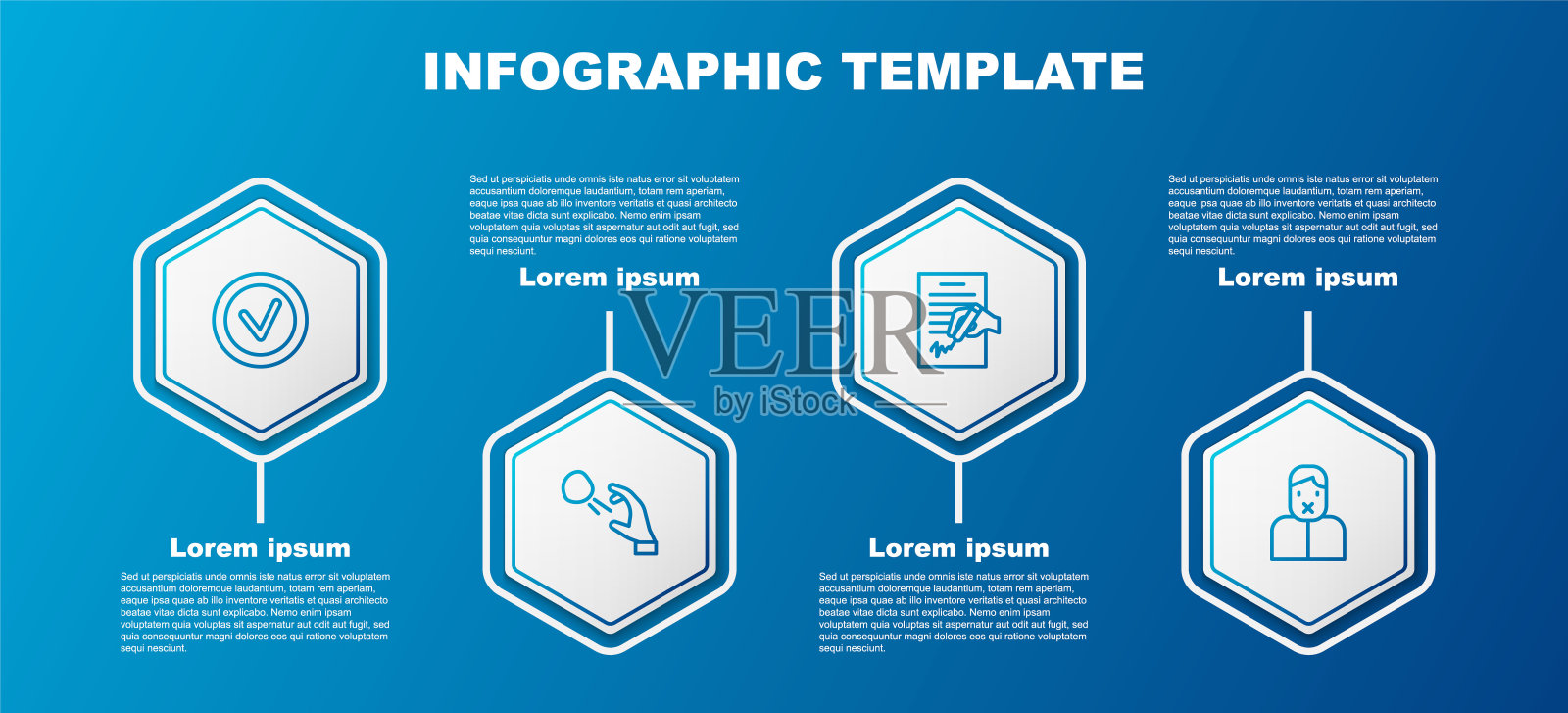 设置线在圆形检查标记，流氓射击石头，请愿和审查和言论自由。业务信息图表模板。向量设计模板素材