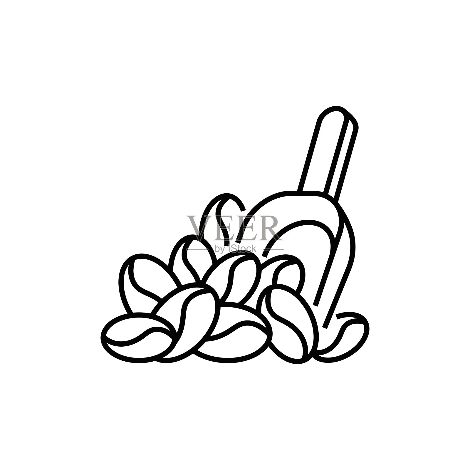 咖啡豆勺线图标插画图片素材
