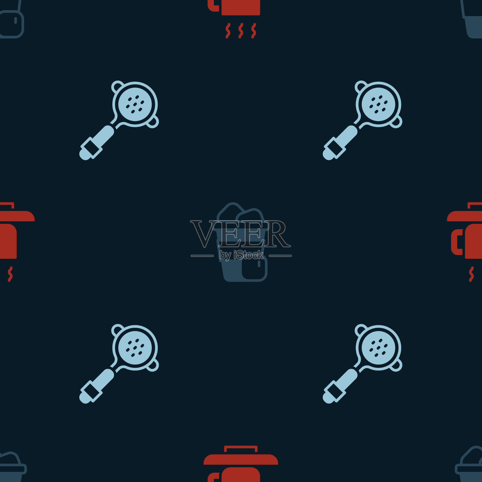 安装咖啡杯、冰咖啡和滤纸架图标素材