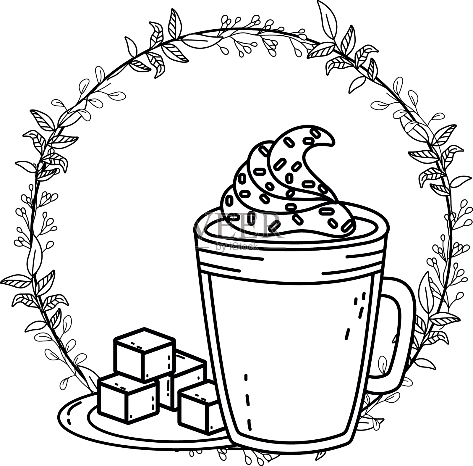 孤立的冰咖啡杯设计设计元素图片