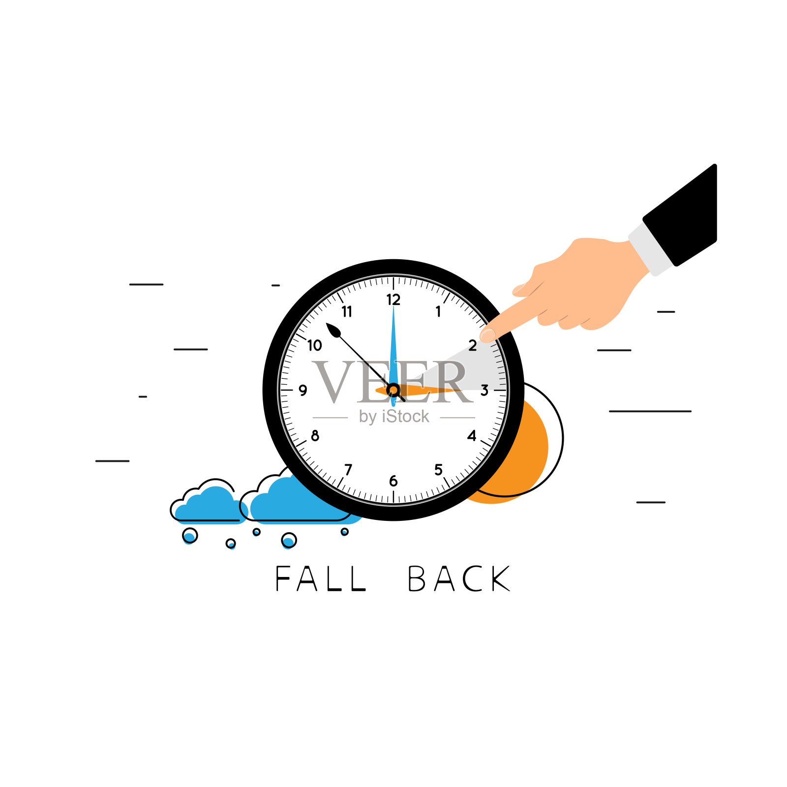 倒转时钟。插画图片素材